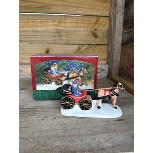 Carriage Ride Figurine, Vintage 1996, Horse Drawn, Christmas Village Decoration